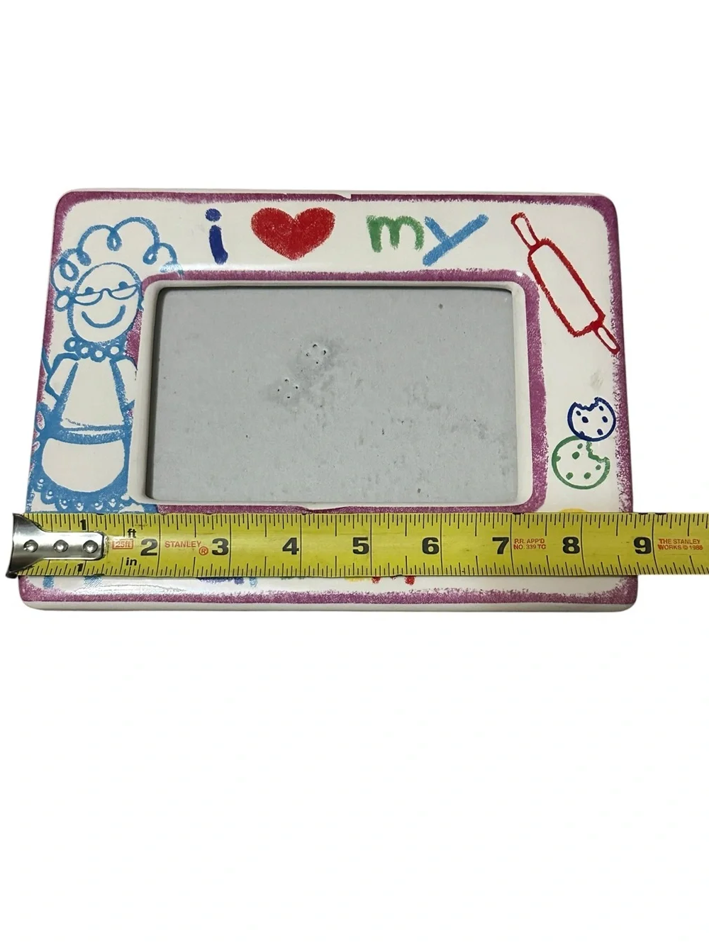 Vintage Ceramic “I Love My Grandma” Crayon Primary Color Photo Frame 1990s